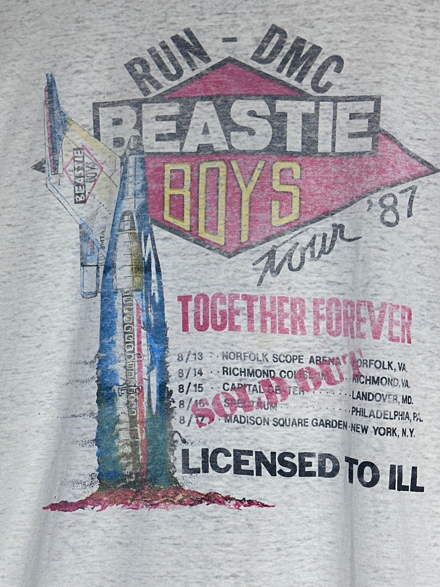 Vintage 1987 RUN DMC / Beastie Boys Together Forever Tour T-Shirt XL