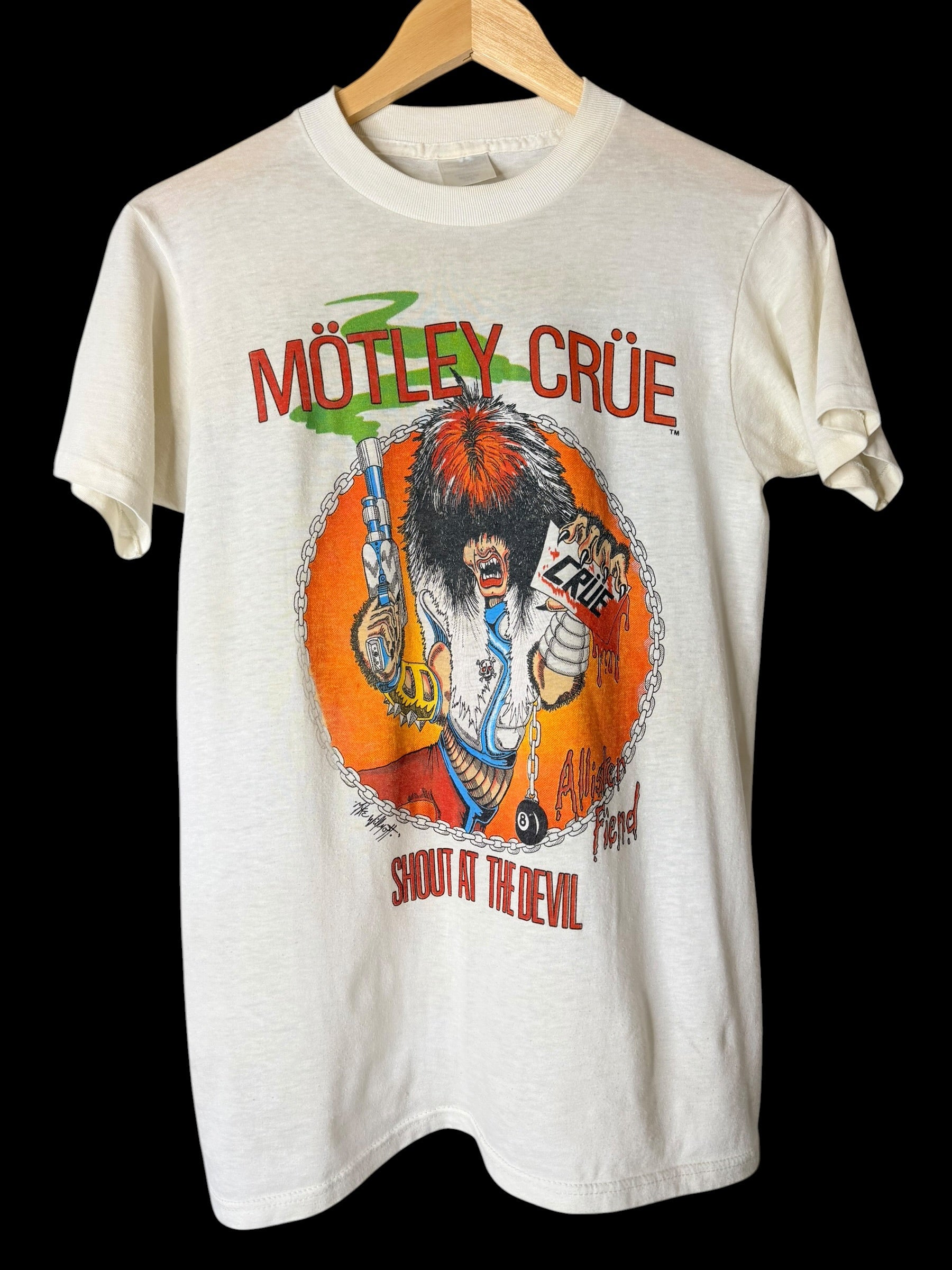 モトリクルー　ヴィンテージ　Tシャツ　1983-84 シャウトアットザデビル 1983 Mötley Crüe Shout At The Devil T-Shirt M – Brass Monkey Vintage
