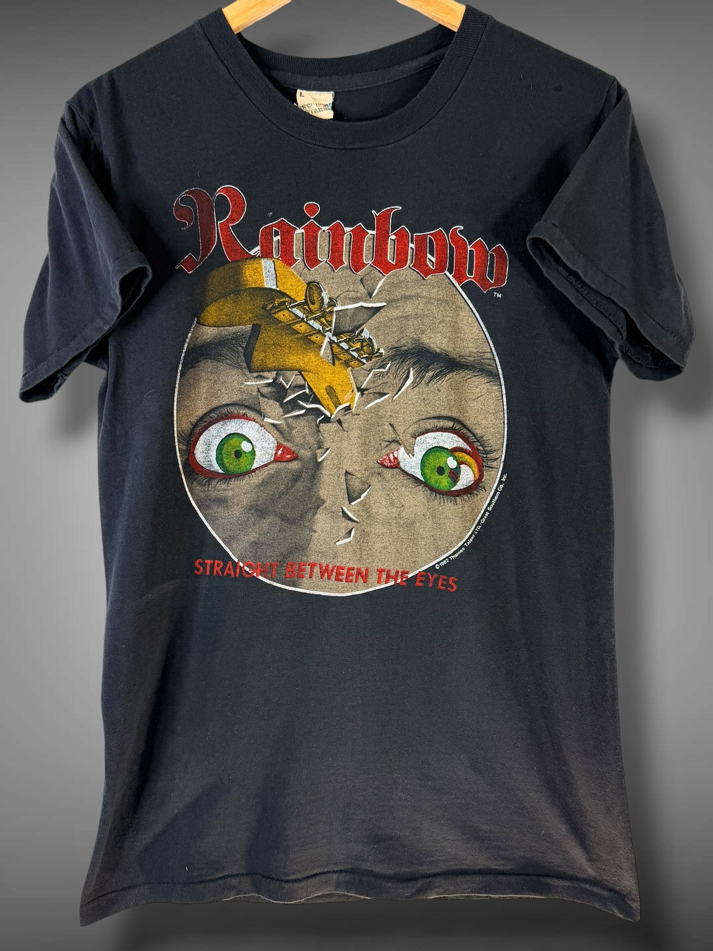 Vintage 1982 Rainbow Straight Between The Eyes World Tour T-Shirt L