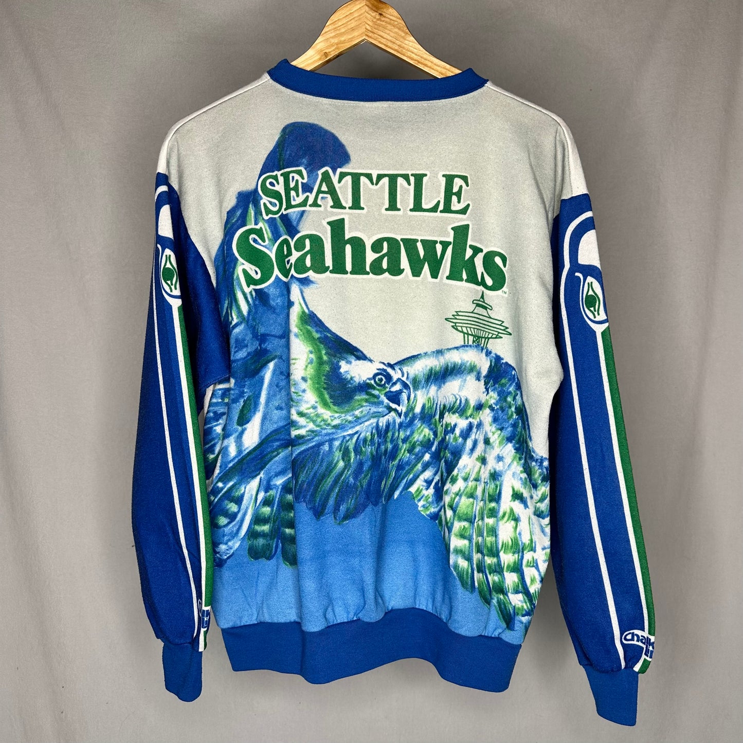 Vintage 90’s Seattle Seahawks Chalk Line Fanimation Crewneck L