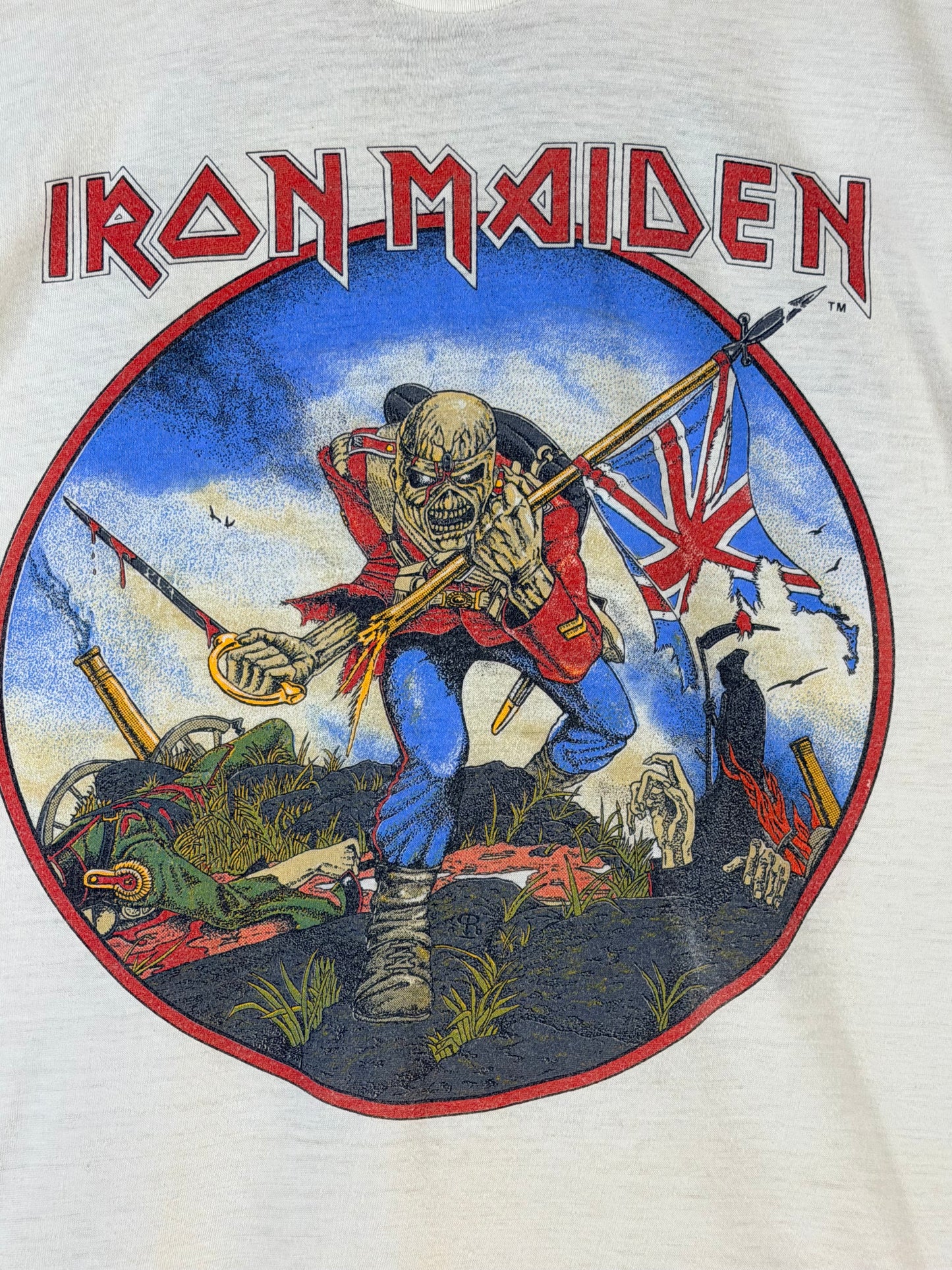 Vintage 1983 Iron Maiden British Metal Onslaught Muscle T-Shirt M