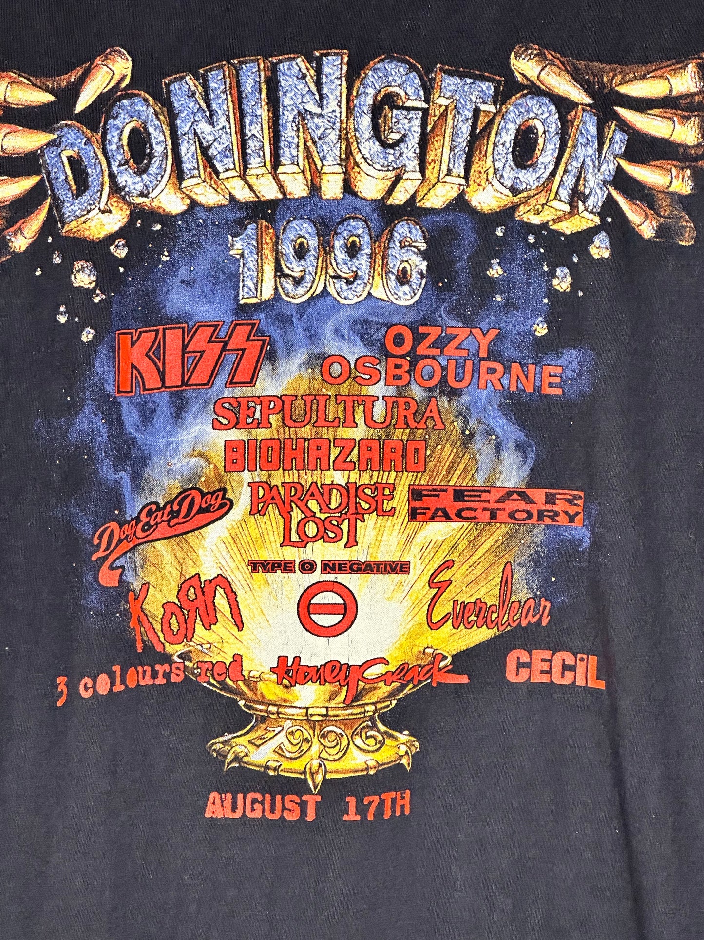 Vintage 1996 Monsters of Rock Donington Concert T-Shirt XL