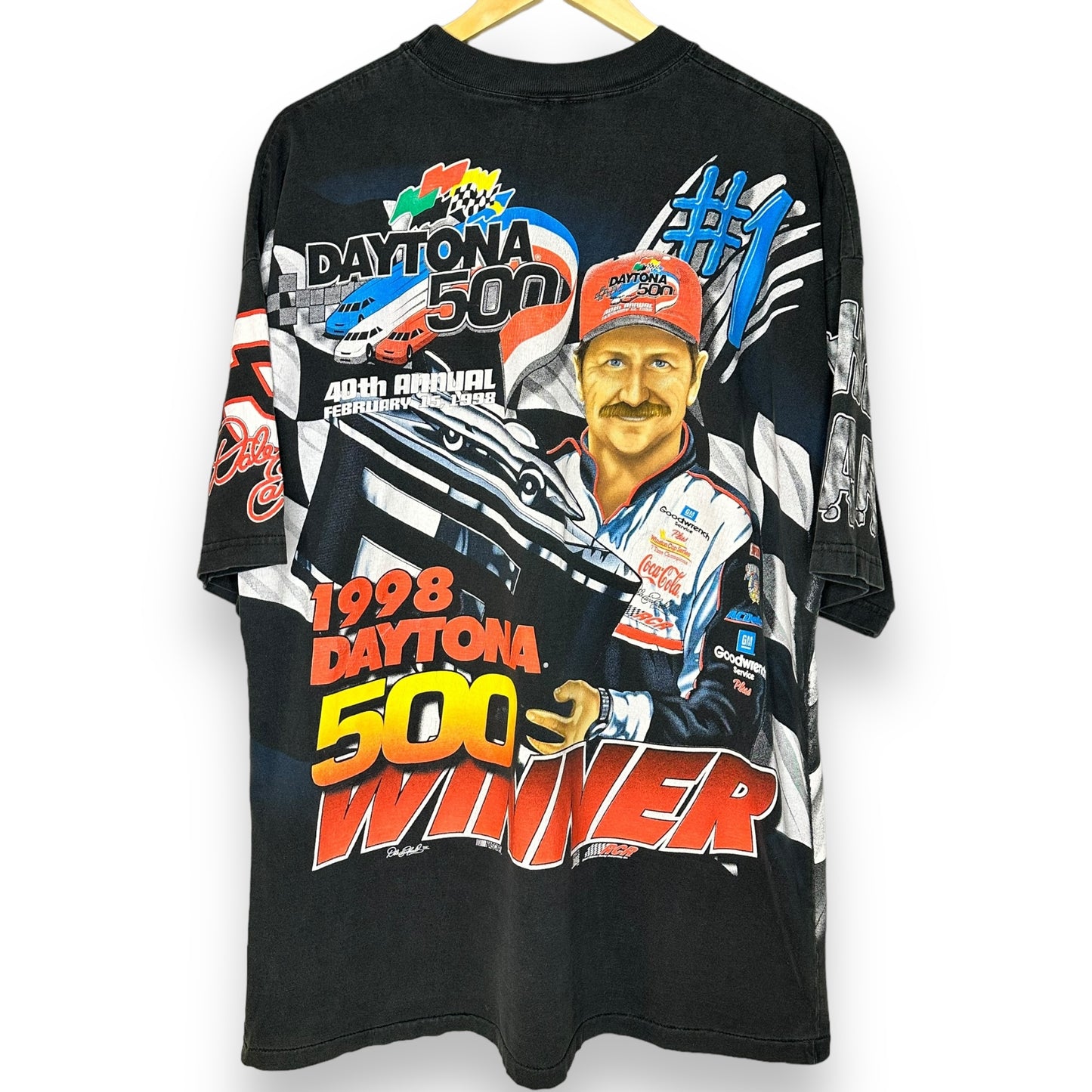 Vintage 1998 Dale Earnhardt • Daytona 500 NASCAR AOP T-Shirt