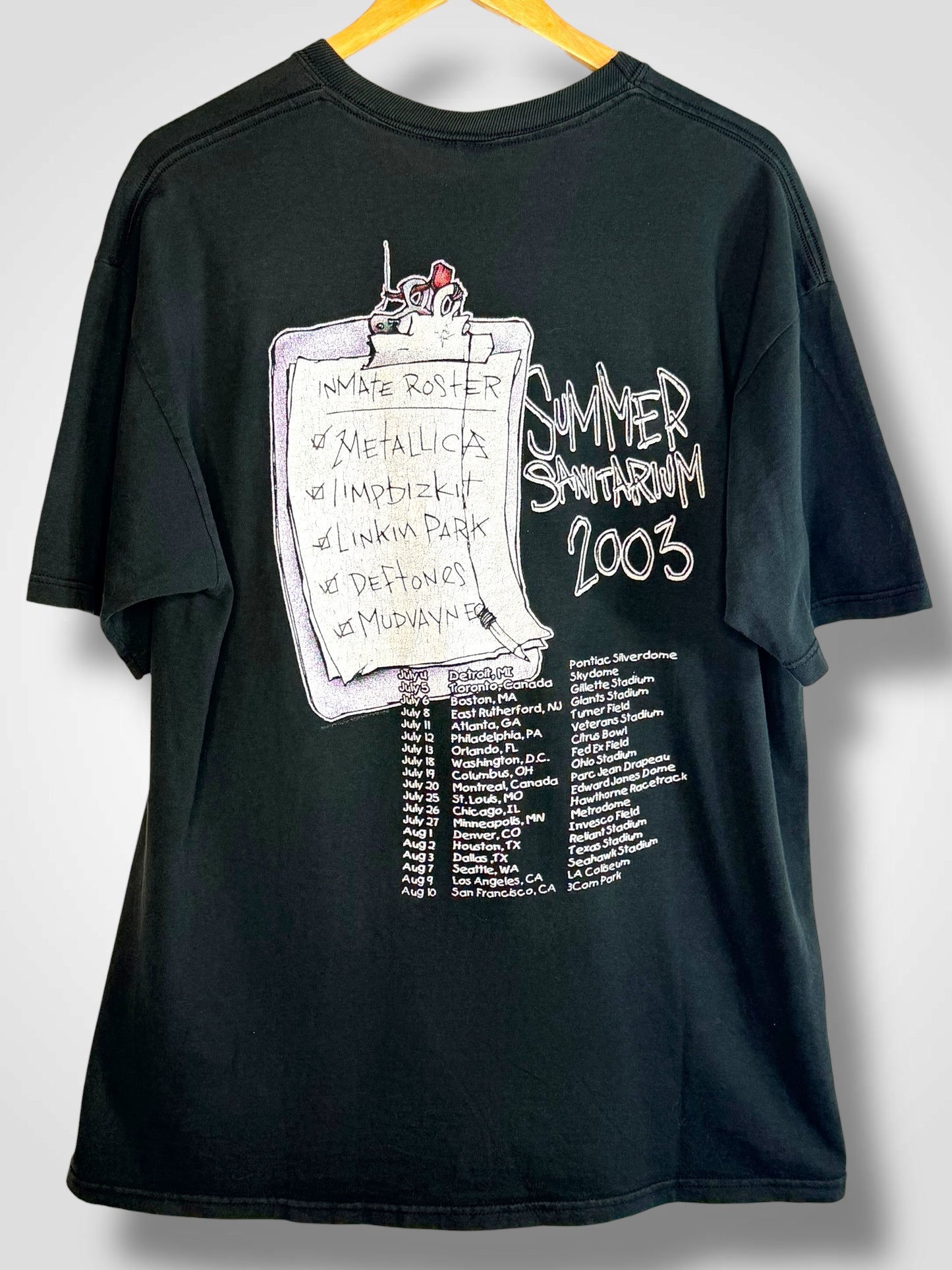 Vintage 2003 Metallica Summer Sanitarium Tour T-Shirt XL