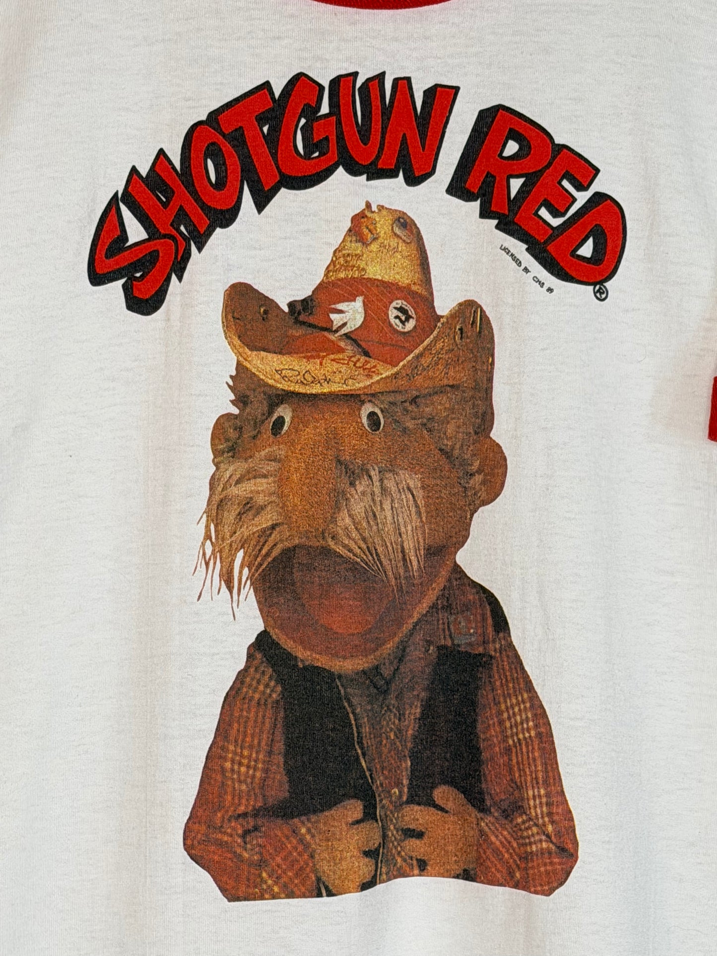 Vintage 1989 Shotgun Red Ringer T-Shirt XL