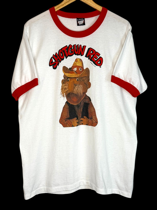 Vintage 1989 Shotgun Red Ringer T-Shirt XL