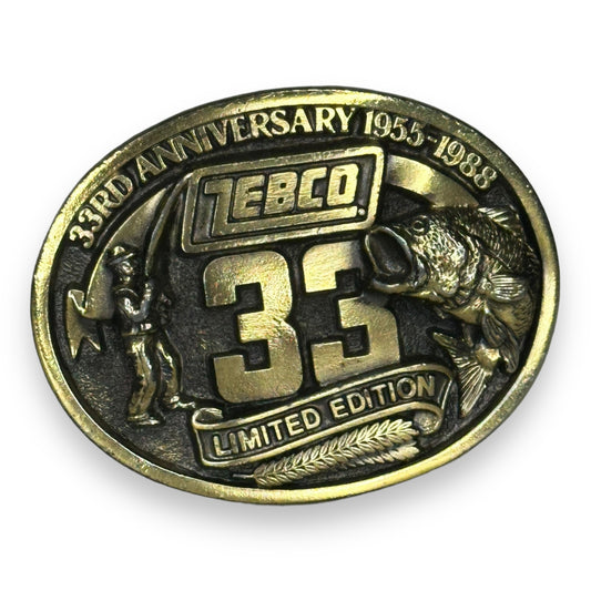 VINTAGE 1988 ZEBCO 33RD ANNIVERSARY LIMITED EDITION FISHING BELT BUCKLE