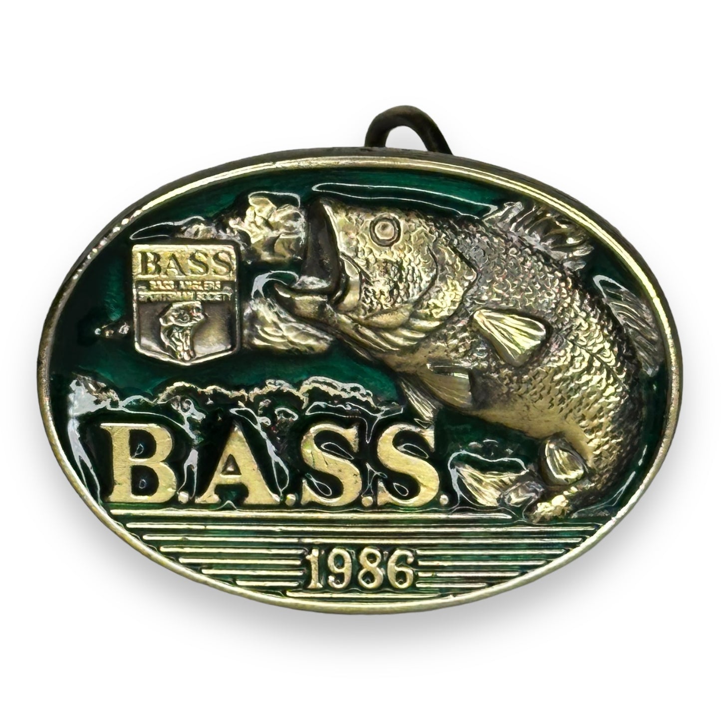 Vintage 1986 B.A.S.S Member Brass and Enamel Belt Buckle