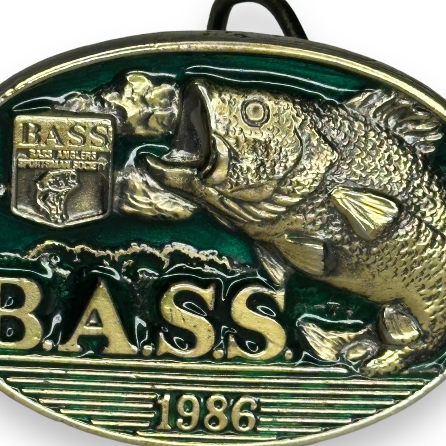 Vintage 1986 B.A.S.S Member Brass and Enamel Belt Buckle