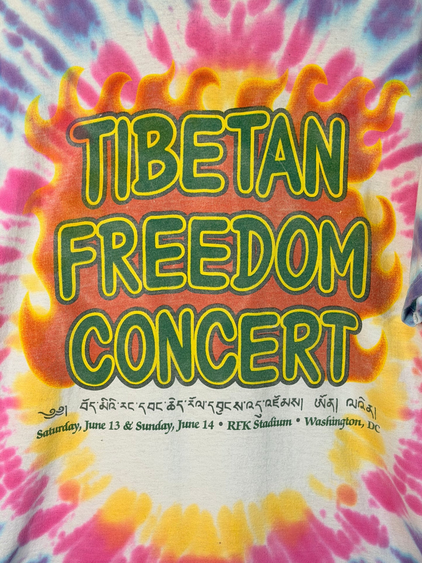 Vintage 1998 Tibetan Freedom Concert Tie Dye T-Shirt XL