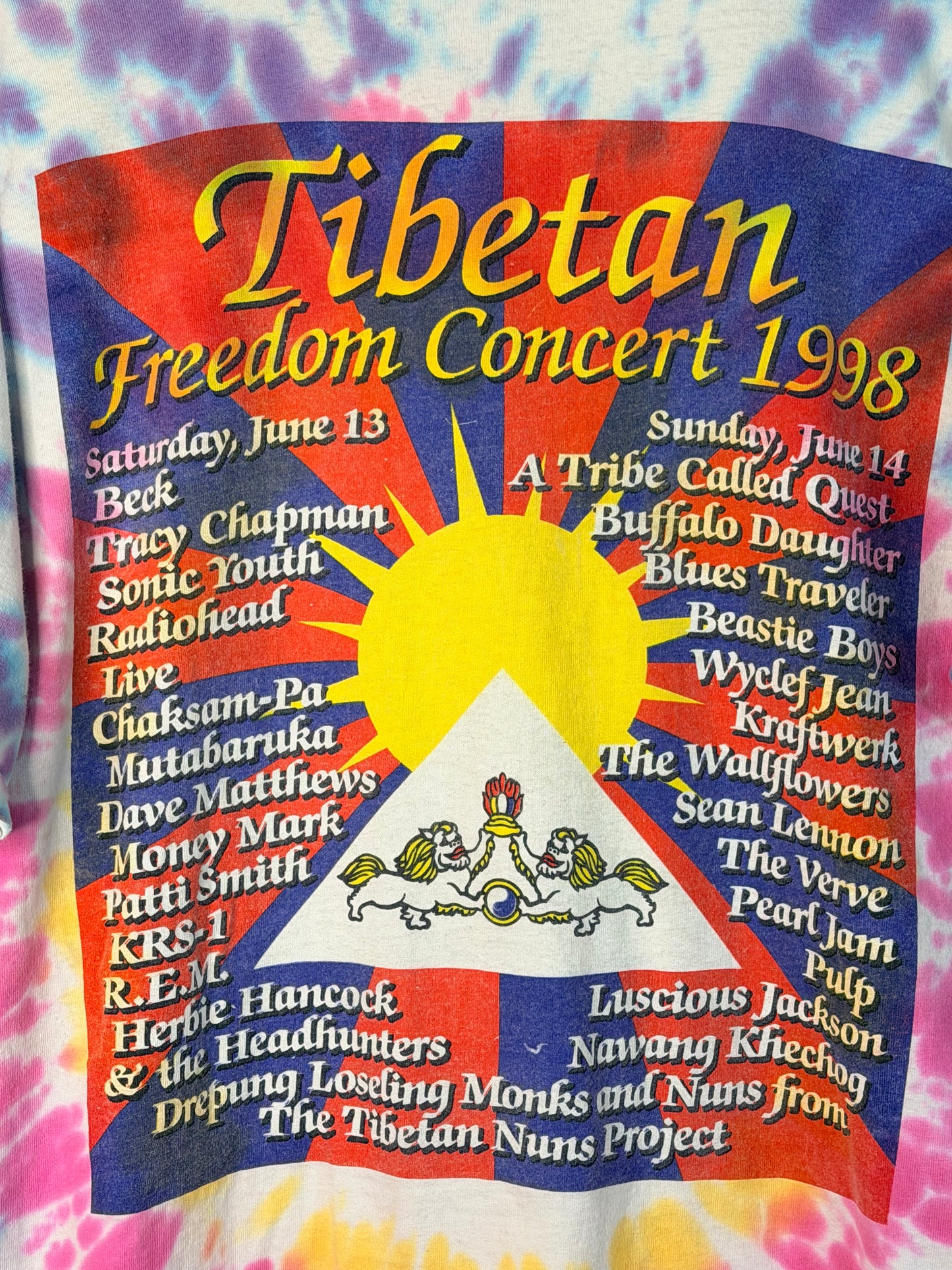Vintage 1998 Tibetan Freedom Concert Tie Dye T-Shirt XL
